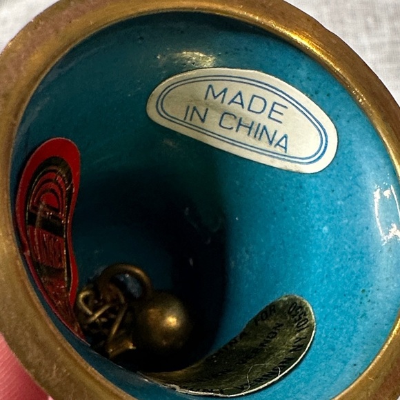 Vintage Lillian Vernon Chinese Cloisonné Bell 1980s 2" x 1.75" Flower Design EUC - Picture 6 of 9